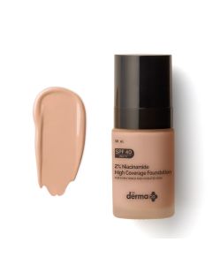 2% Niacinamide High Coverage Foundation With 1% Hyaluronic Acid Complex & SPF 40 PA+++ for 12 Hour Long Stay & 12 Hour Oil Control | 01 Ivory