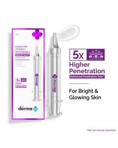 50000 PPM Vitamin C Microneedle Serum Shot with Glutathione, Panthenol & Hyaluronic Acid for Bright & Revitalized Skin - 10 g