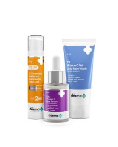 Skin Brightening & Sun Protection Kit (2% Vitamin C Gel Daily Face Wash + 10% Vitamin C Face Serum + C-Cinamide Radiance Sunscreen Aqua Gel)