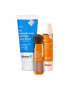 Sun Protection Kit (1% Salicylic Acid Gel Face Wash + 1% Hyaluronic Sunscreen Aqua Gel + Mattifying 100% Mineral Powder Sunscreen)